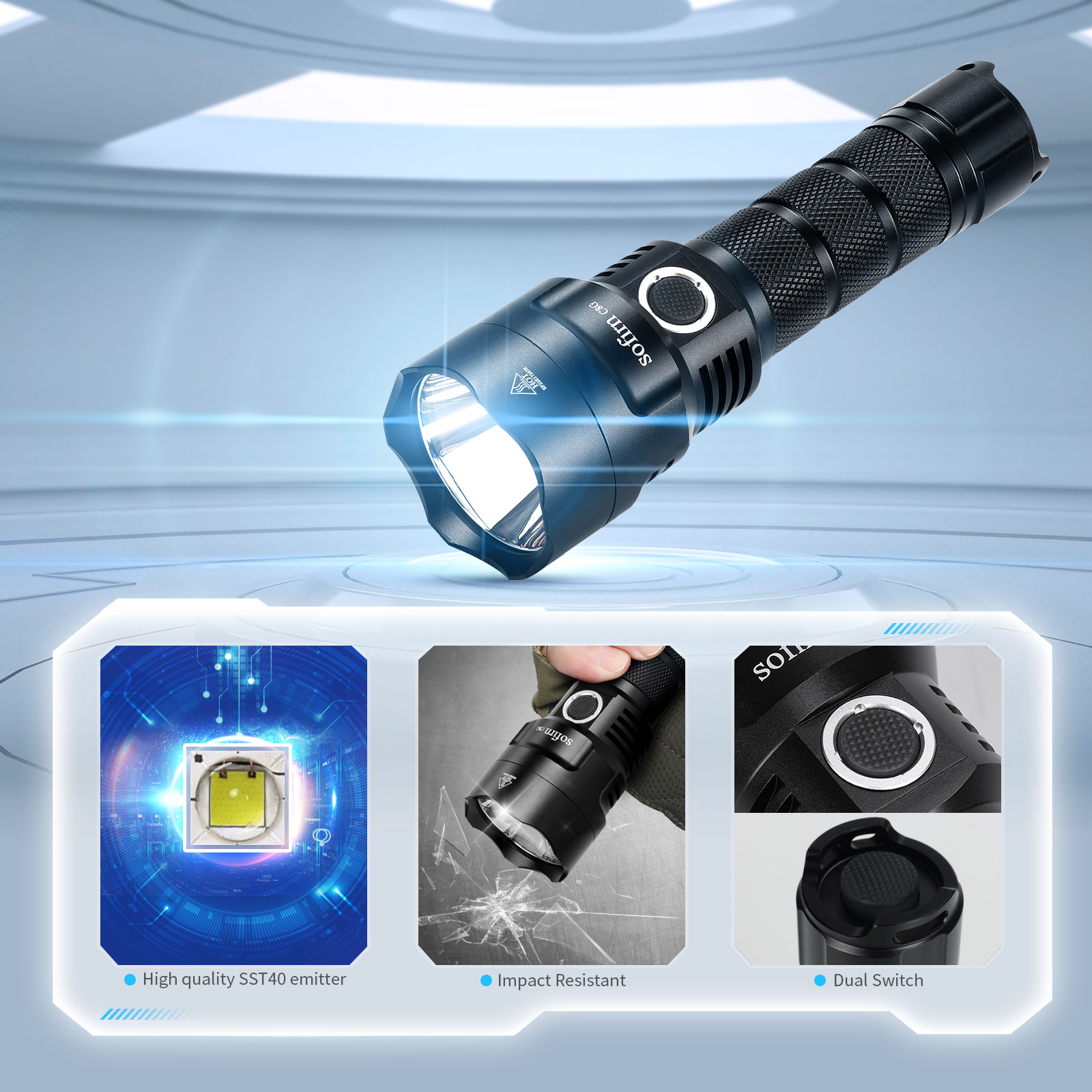Outdoor Power Group - Linterna LED Potente SOFIRN C8G 21700