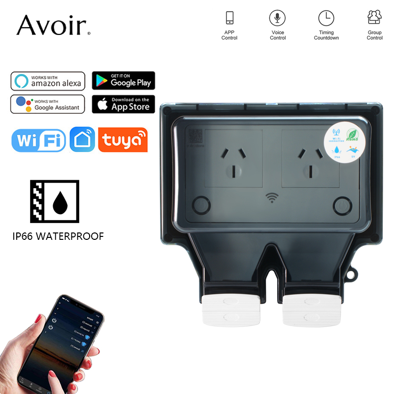 Outdoor Power Quincy - Avoir-enchufe eléctrico impermeable con Wifi, dispositivo